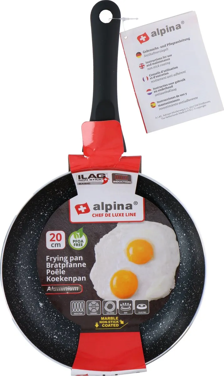 Alpina Koekenpan 20cm Skillet - Anti-Aanbak - Inductie - Zwart