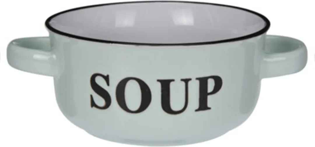 Excellent Houseware Soepkommen Porselein - 6 Stuks Mintgroen