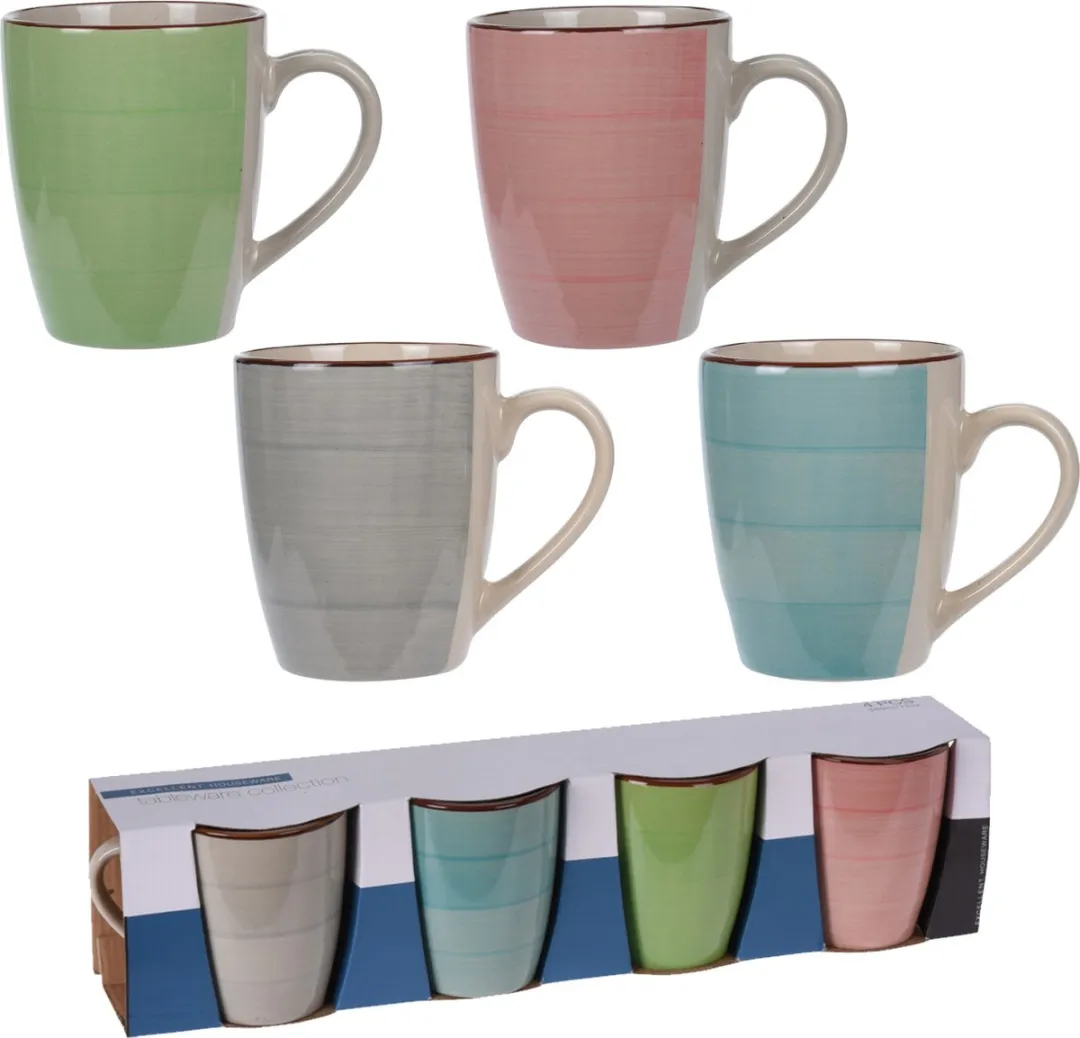 Excellent Houseware Mokken 360ml - 4 Stuks - Blauw