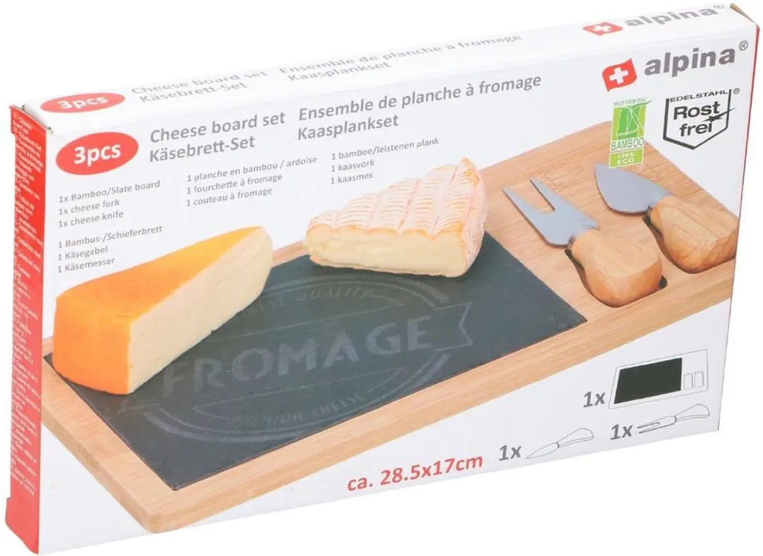 Alpina Kaasplankset 3-delig 28,5x17cm - Bruin