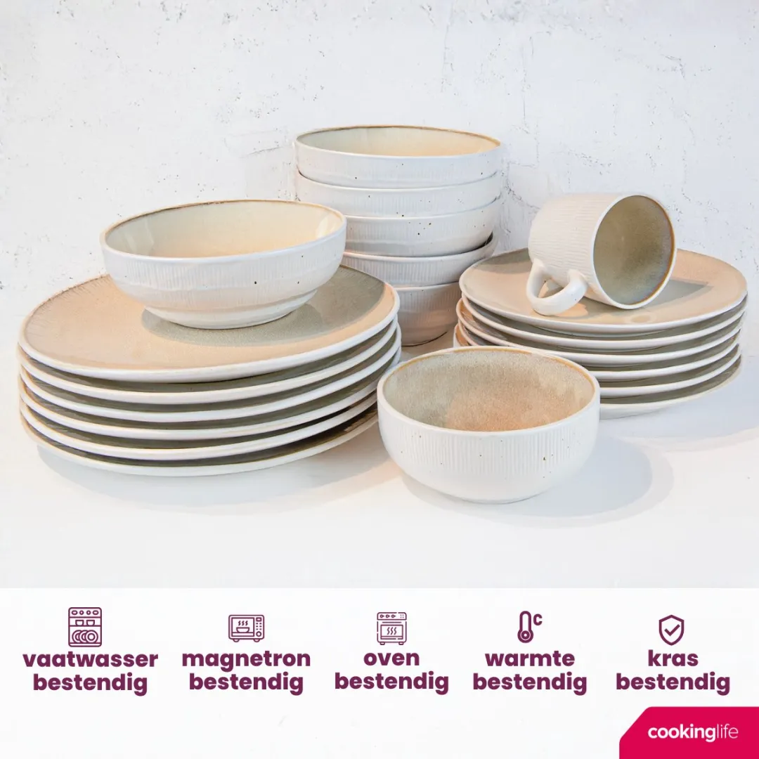 Cookinglife Nola Ontbijtborden - 6 Stuks Ø 21cm - Beige