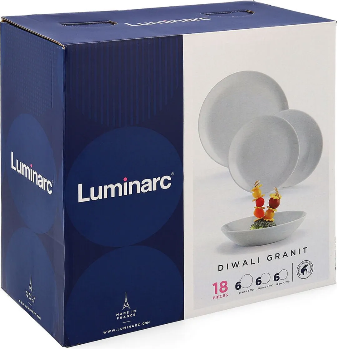 Luminarc Diwali Grijs Serviesset 18-delig - 6 Personen