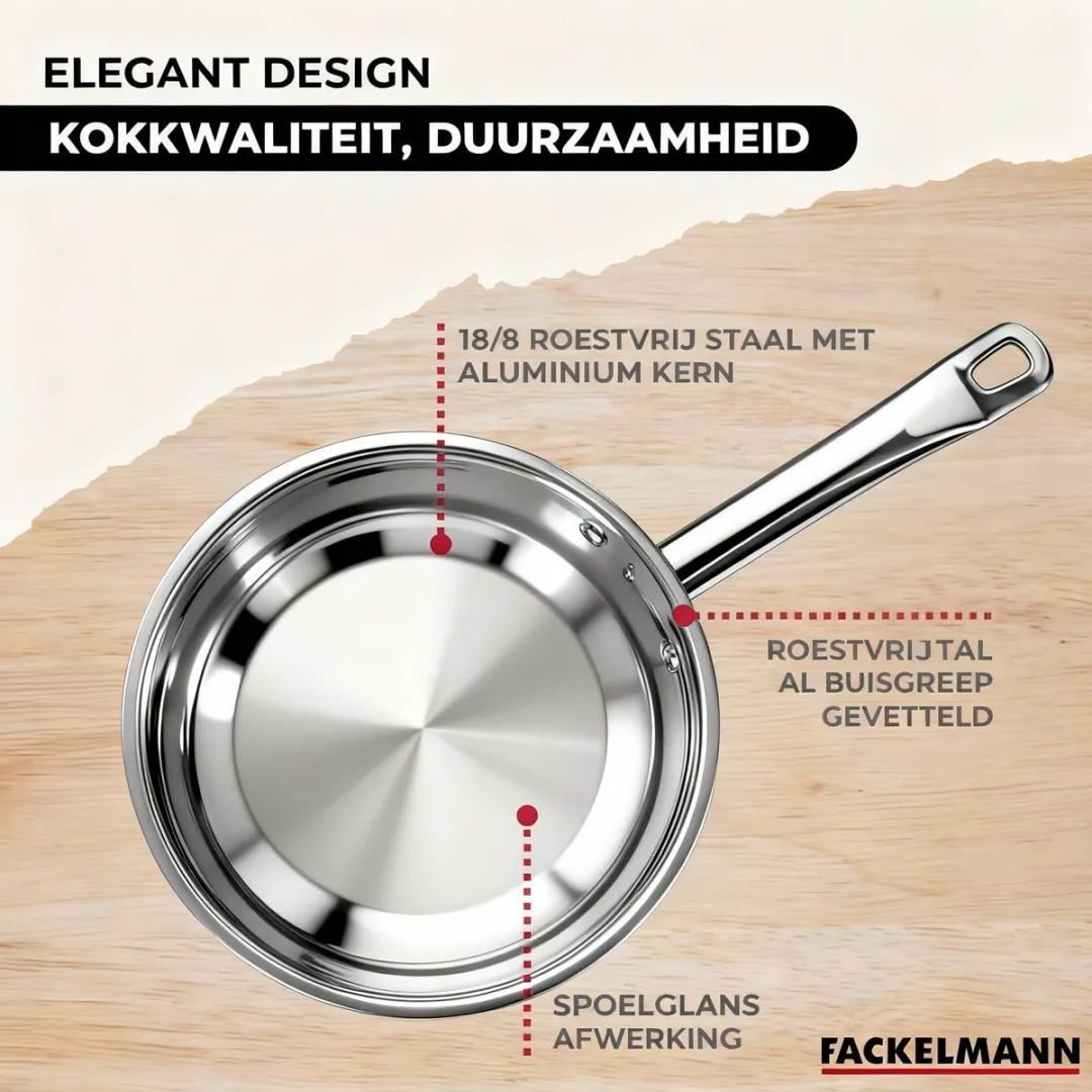 Fackelmann 9201350B88 Kookset - 3 Pannen 16/20/24cm + 3 Pannen 20/24/28cm - Roestvrij staal