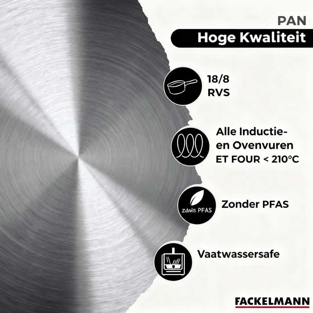 Fackelmann 9201350B88 Kookset - 3 Pannen 16/20/24cm + 3 Pannen 20/24/28cm - Roestvrij staal