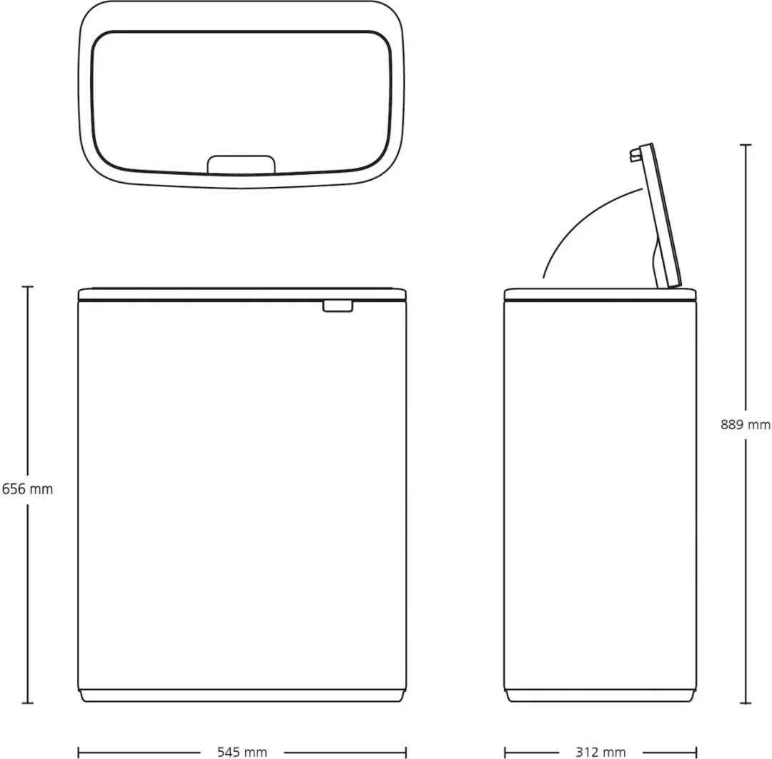 Brabantia Bo Touch Prullenbak 60L - 1 Vak - Mineral Moonlight Black