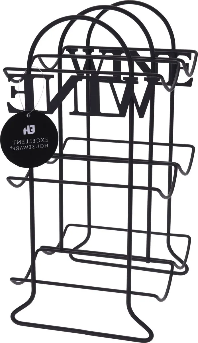 Excellent Houseware Wijnrek - 6 Flessen - Zwart
