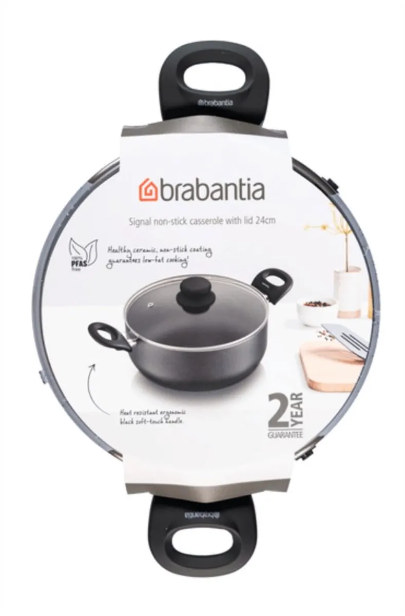 Brabantia Signal Kookpan 24cm - Antiaanbaklaag - Zwart