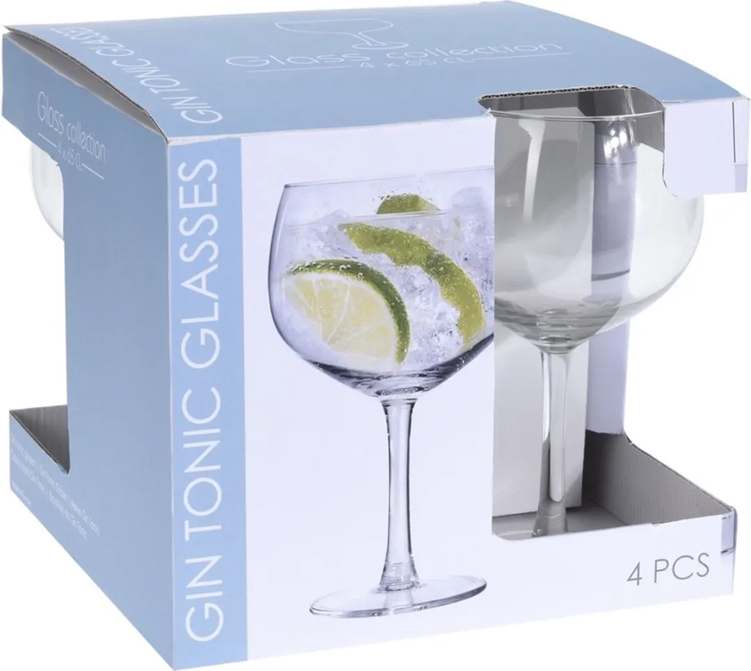 Excellent Houseware Gin & Tonic Glazen Set 8x 650ml - Transparant