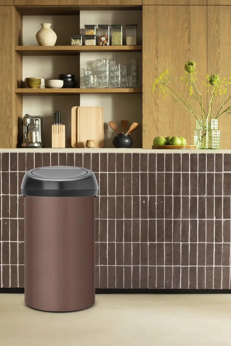 Brabantia Touch Bin Prullenbak 60L - Satin Taupe/Matt Black