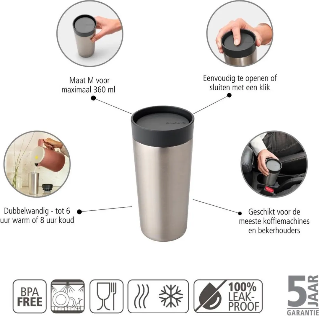 Brabantia Make & Take Thermosbeker 360ml - Dark Grey