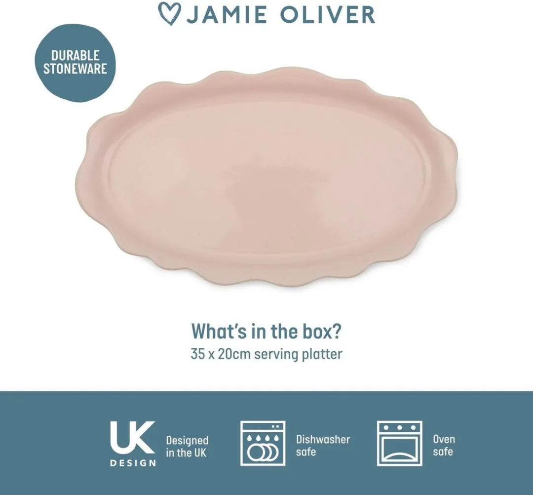 Pass-Me Platter Serveerschaal, Serveerbord, Keramiek, Roze, 35 x 20 x 2 cm - Jamie Oliver | Big Love