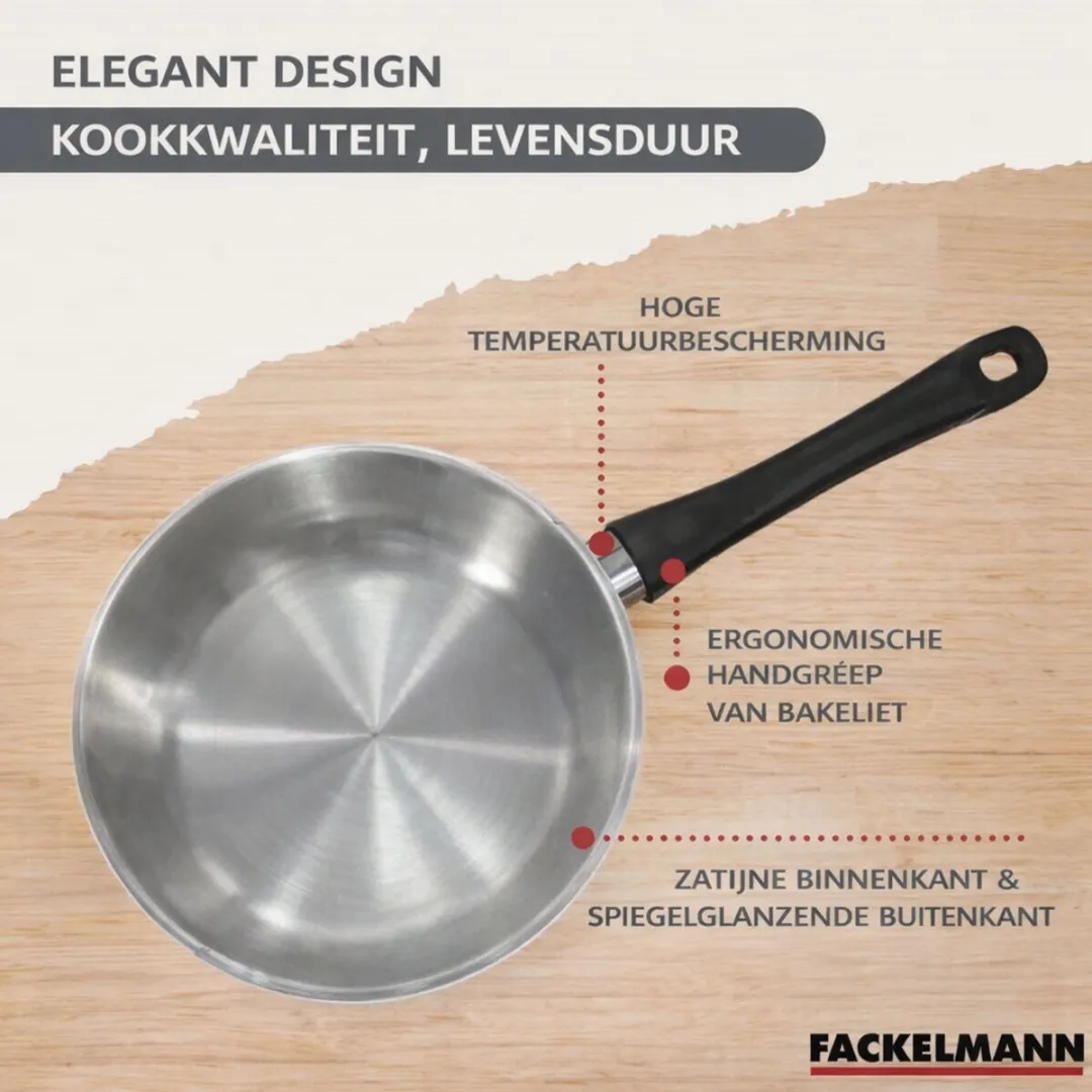 Fackelmann 9355150 Roestvrijstalen Kookset - 4 Pannen 16-28cm - Glasdeksels