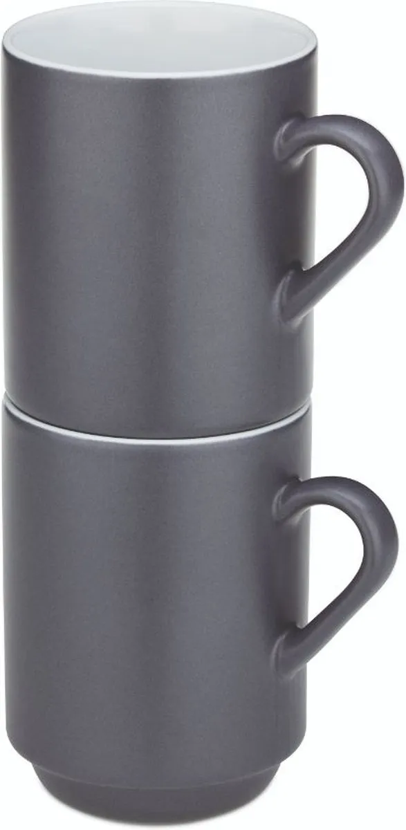 Kela Keramieken Mok Mattia - Grijs - 300ml - Set van 2