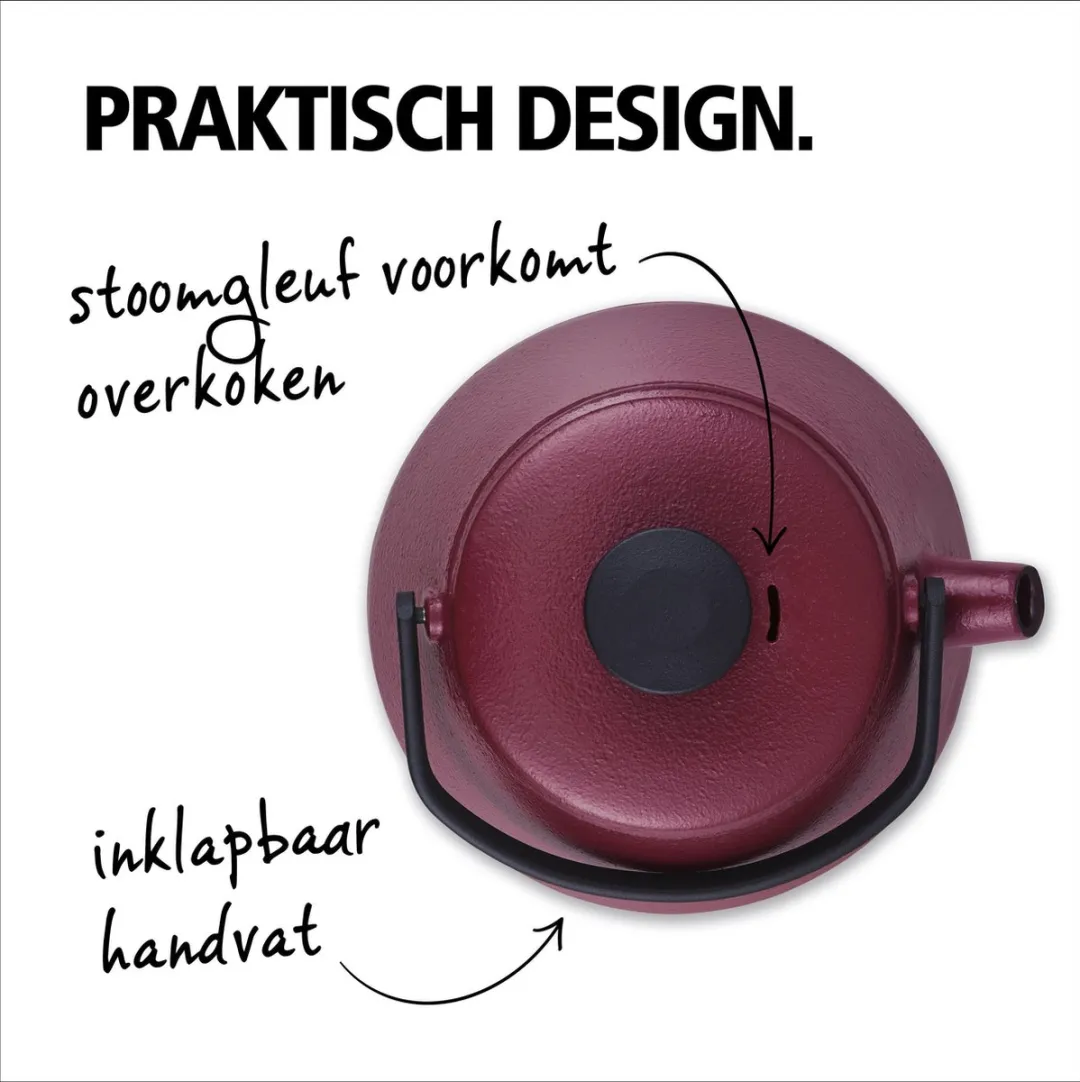Brabantia T-TIME Theepot 0,7L - Gietijzer - Bordeaux