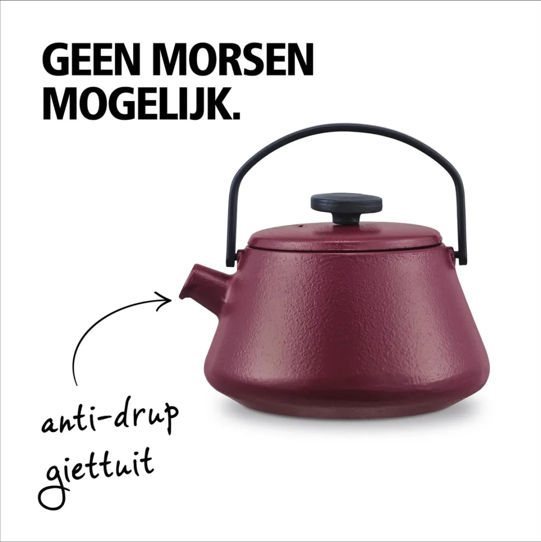 Brabantia T-TIME Theepot 0,7L - Gietijzer - Bordeaux