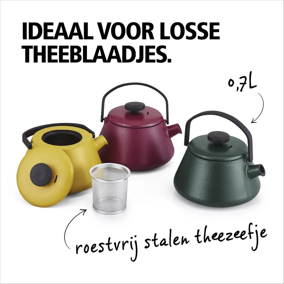 Brabantia T-TIME Theepot 0,7L - Gietijzer - Bordeaux