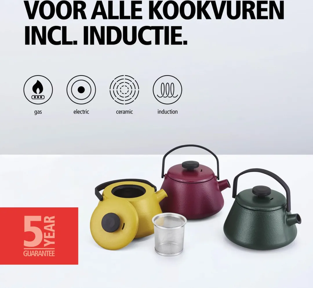 Brabantia T-TIME Theepot 0,7L - Gietijzer - Bordeaux - afbeelding 6 van 6