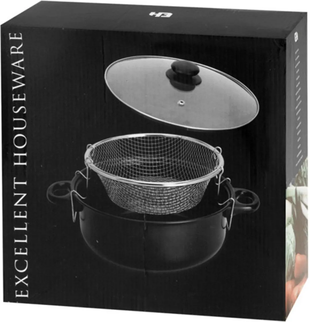 Excellent Houseware Frituurpan DS34878 - 26cm - Zwart