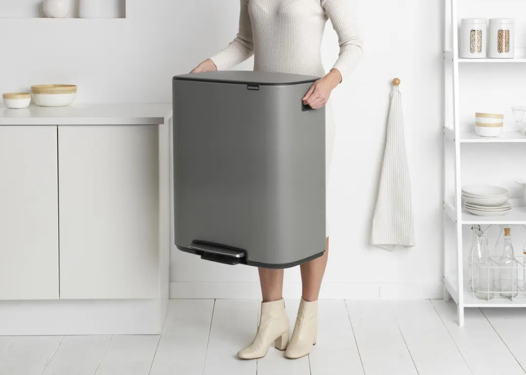 Brabantia Bo Prullenbak 2x30L Mineral Concrete Grey - 2 Vakken