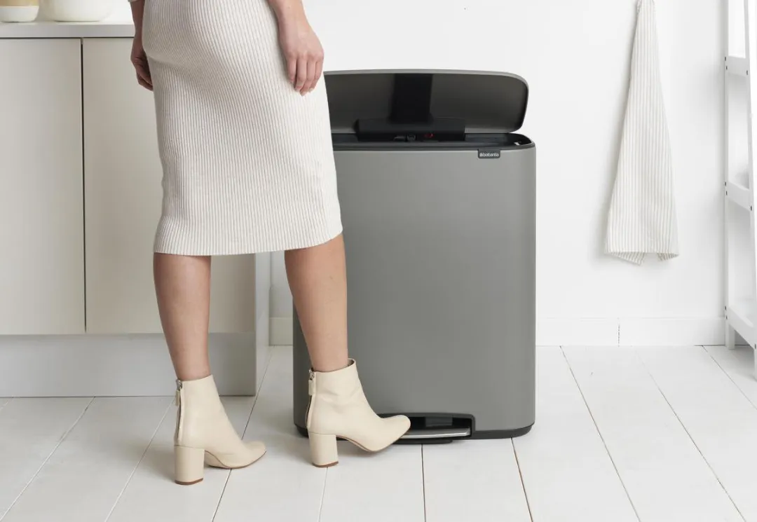 Brabantia Bo Prullenbak 2x30L Mineral Concrete Grey - 2 Vakken