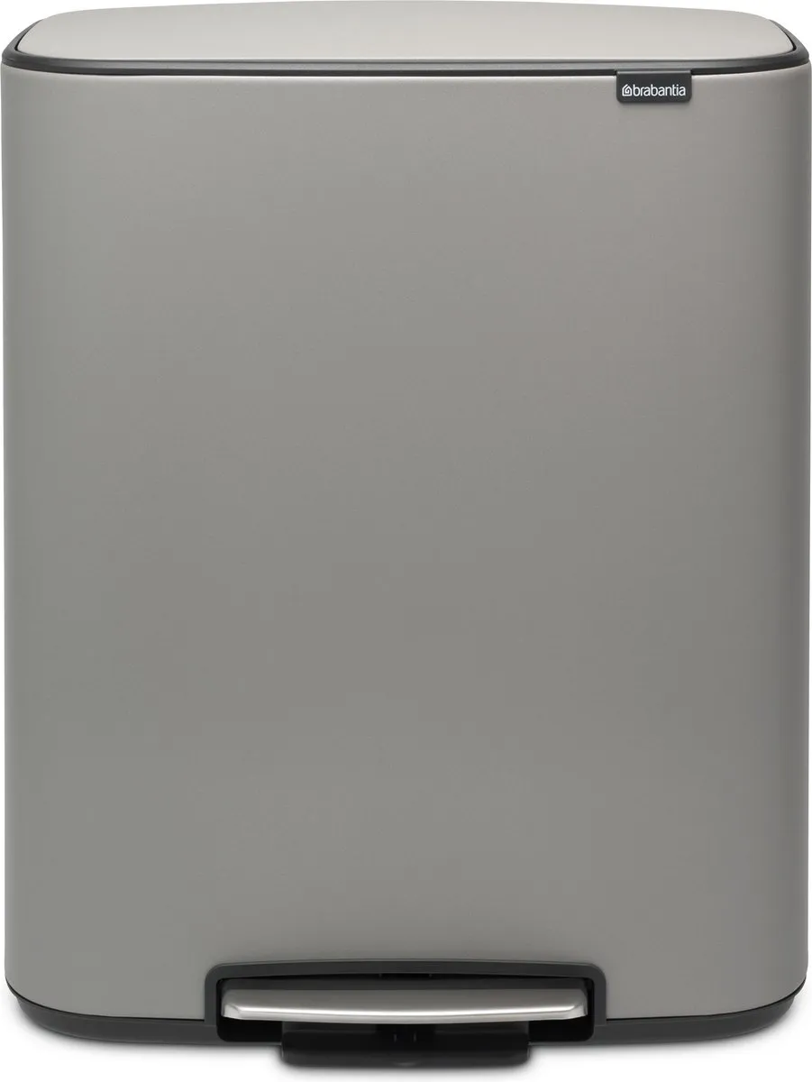 Brabantia Bo Prullenbak 2x30L Mineral Concrete Grey - 2 Vakken