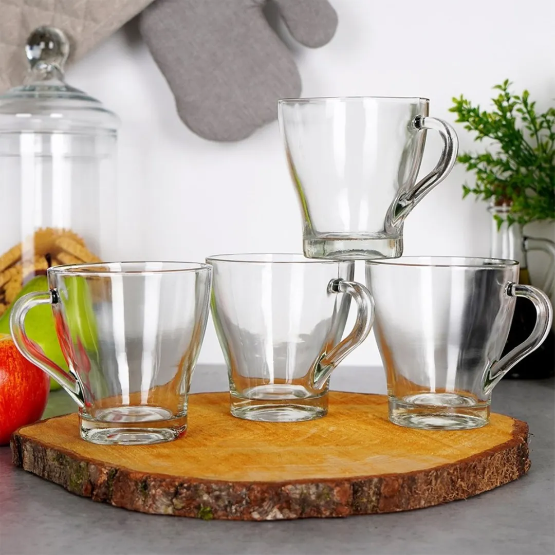 Excellent Houseware Glazen Mokken 280ml - Transparant - 4 Stuks