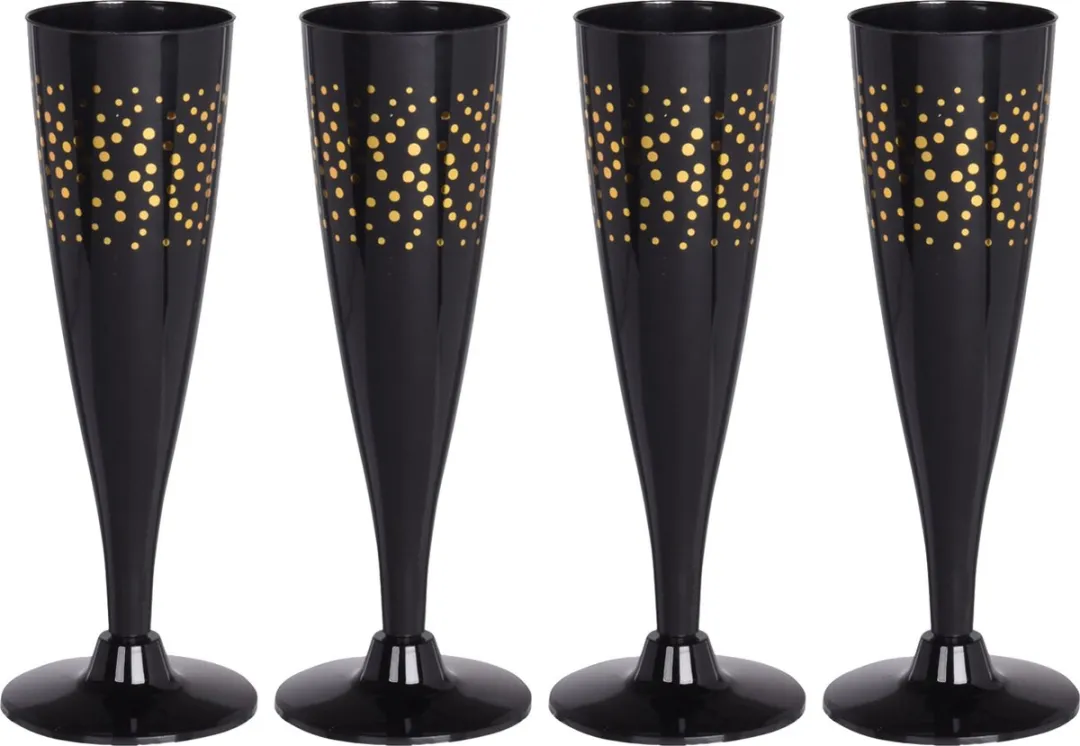 Excellent Houseware Prosecco/Champagneglazen EH-410110 - 48 Stuks - Zwart/Goud - 130ml