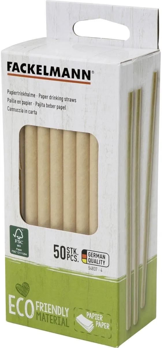 Fackelmann Papieren Rietjes 50 Stuks - Bruin - 15x0,8cm