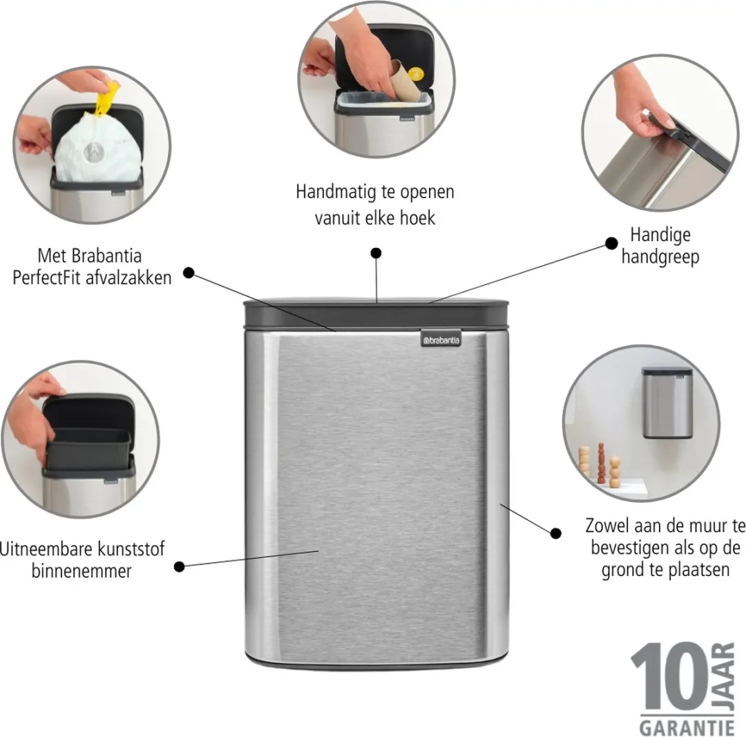 Brabantia Bo Prullenbak 4L Matt Steel Fingerprint Proof