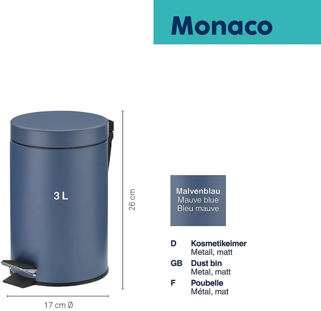 Kela Monaco Pedaal Afvalemmer 3L - Blauw
