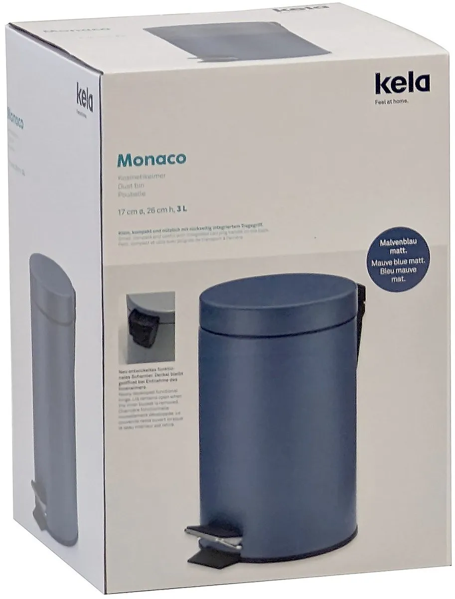Kela Monaco Pedaal Afvalemmer 3L - Blauw