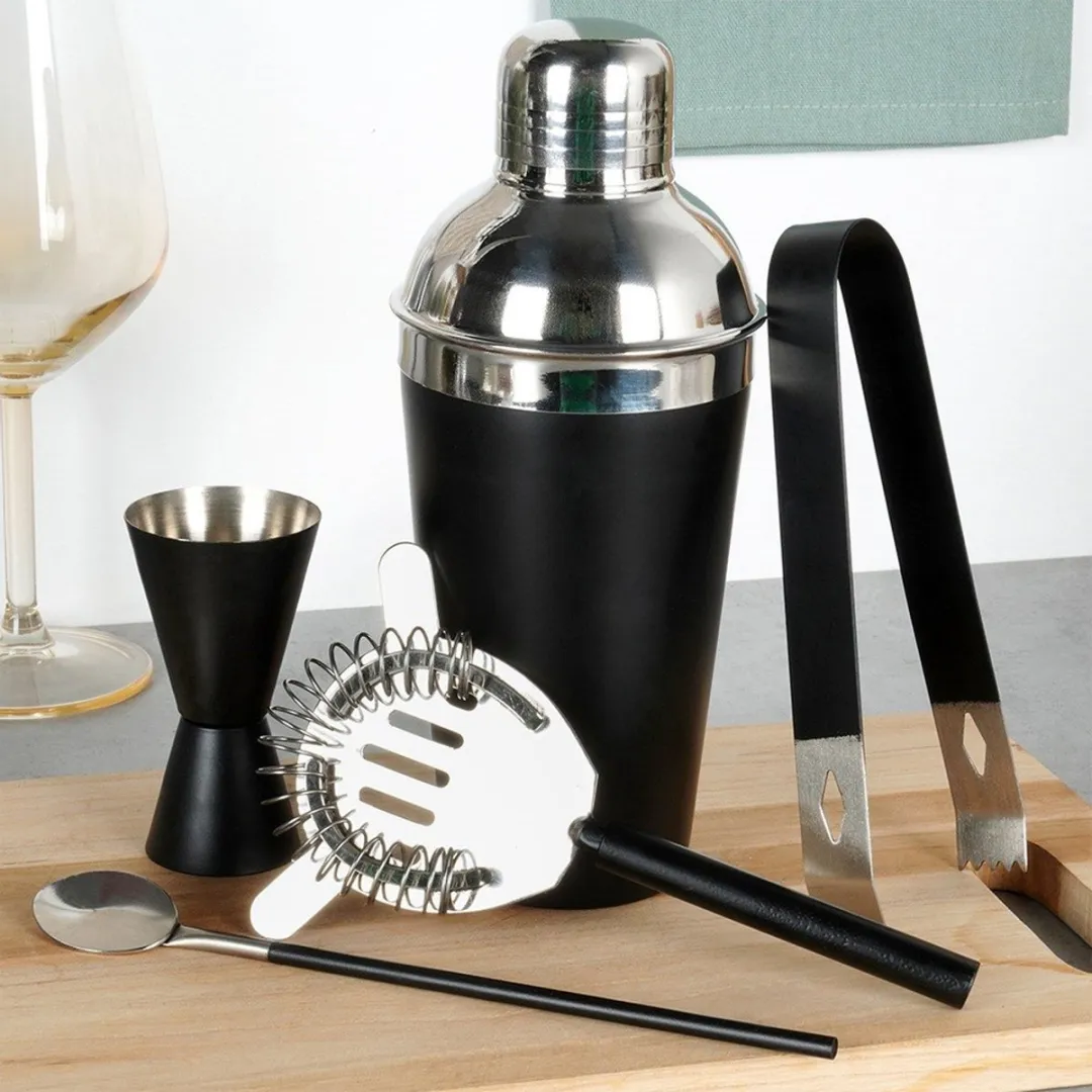Excellent Houseware Cocktailshakerset 5-delig - Mat zwart