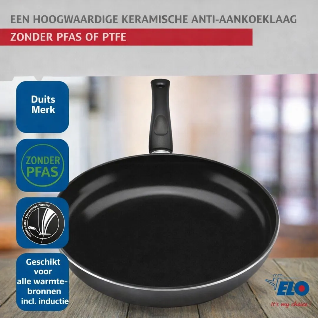 Fackelmann ELO 9751050 Keukenset 5-delig - 3 Koekenpannen 24/28/32cm + 2 Steelpannen 14/16cm - Roestvrij staal