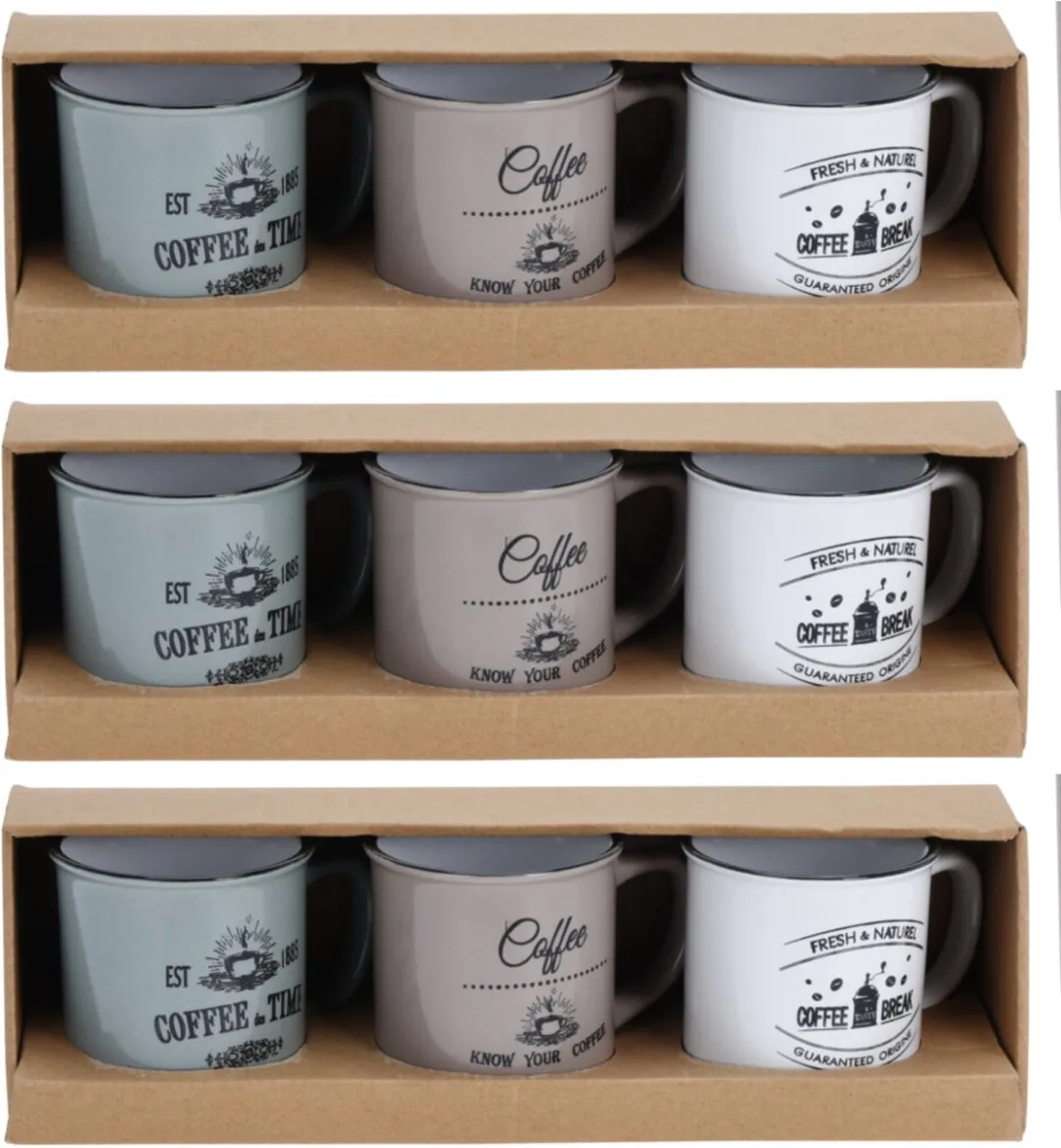 Excellent Houseware Koffiemok Cosy - 9 Stuks - 330ml - Multi Pastel