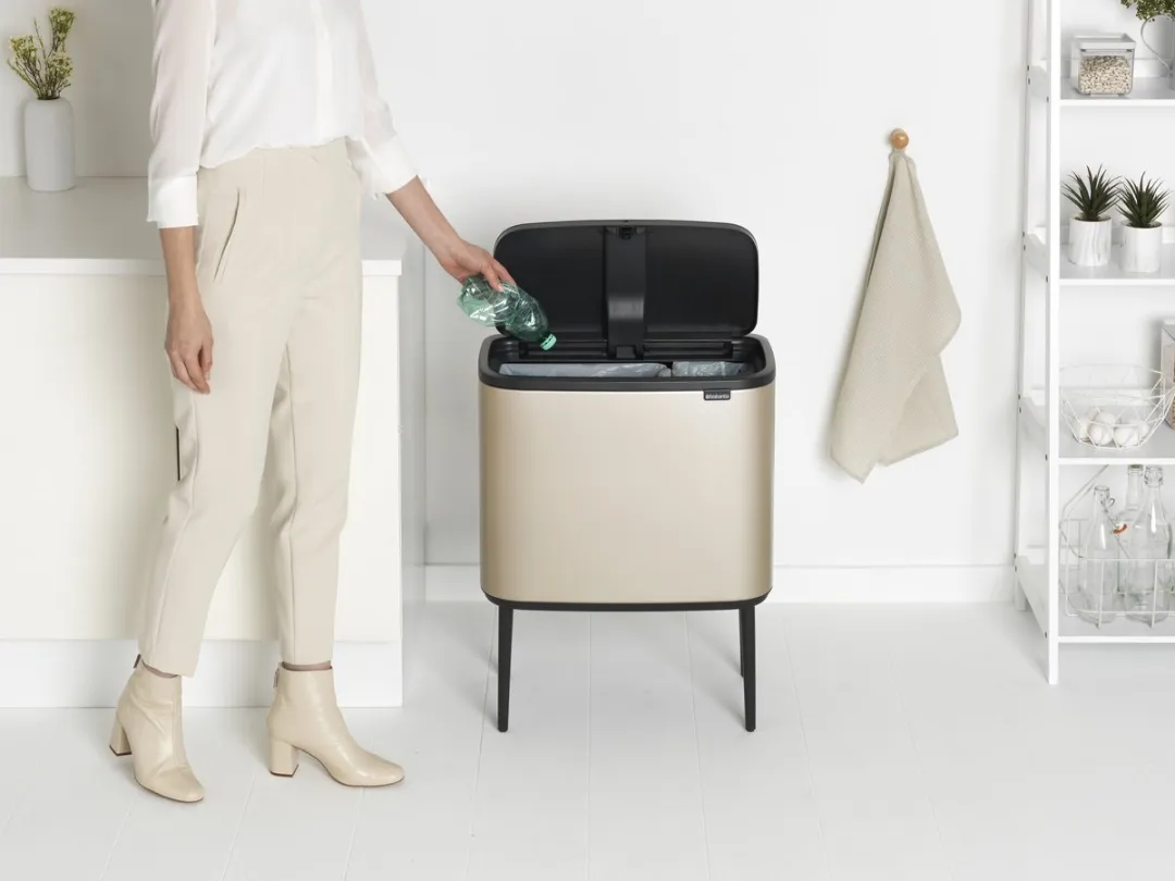 Brabantia Bo Touch Bin Prullenbak 34L - 2 Vakken Metallic Gold