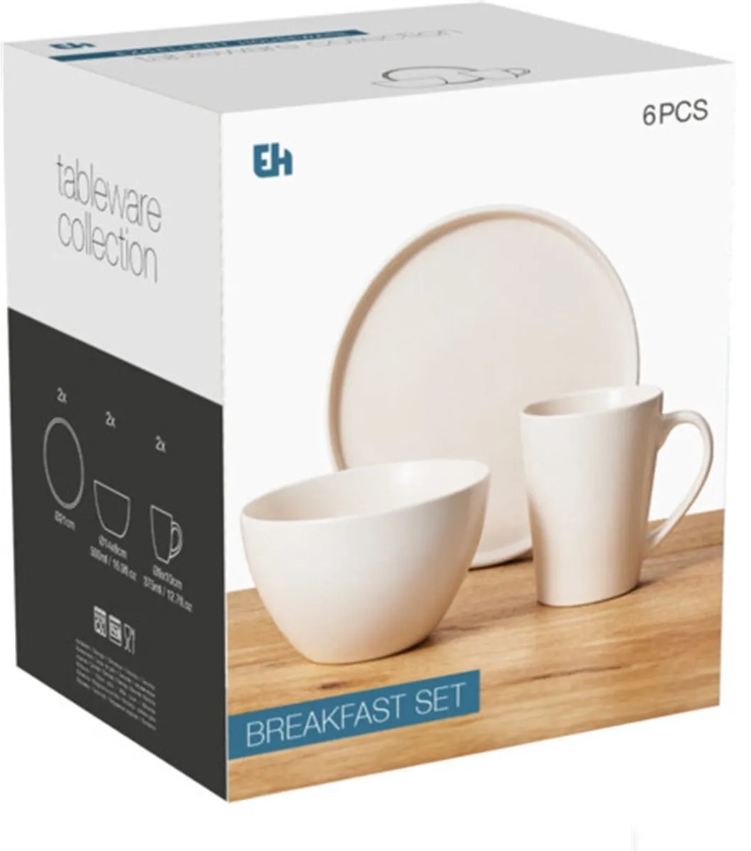 Excellent Houseware Ontbijtservies 6-delig - Wit