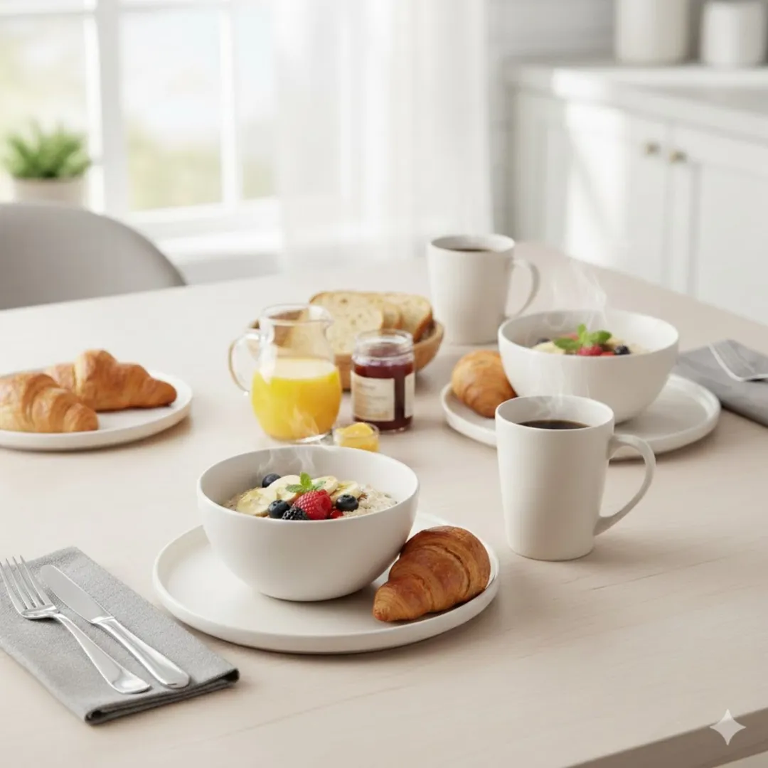 Excellent Houseware Ontbijtservies 6-delig - Wit