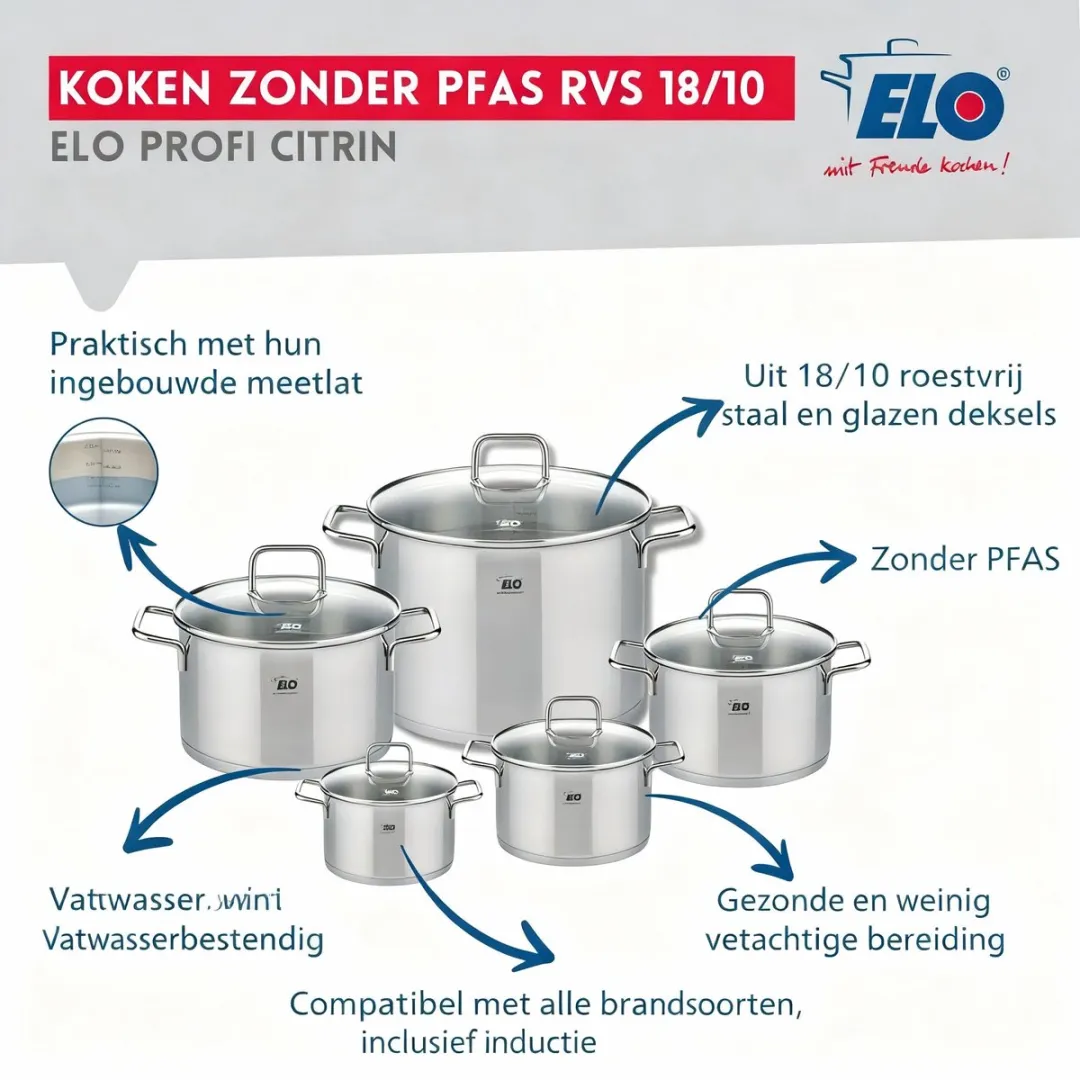Fackelmann Elo Profi Keukenset 6-delig - 1x24cm + 5x12-26cm - Inductie