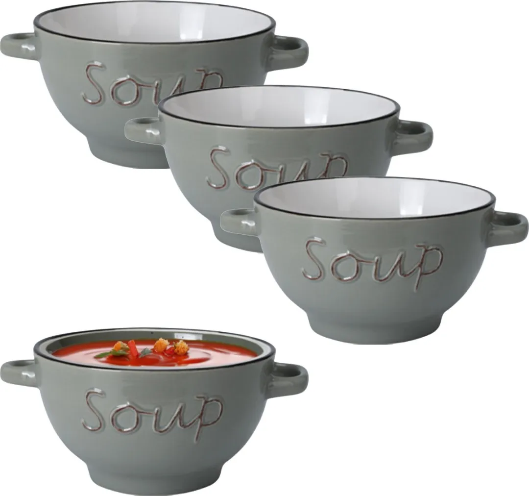Excellent Houseware Soepkommen Lichtgrijs