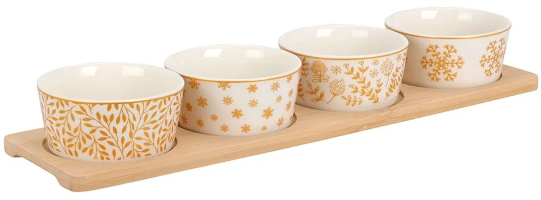 Excellent Houseware Porselein Snackset 5-delig - Wit