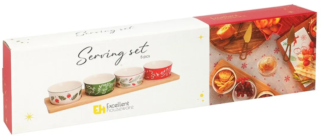 Excellent Houseware Porselein Snackset 5-delig - Wit - afbeelding 6 van 6