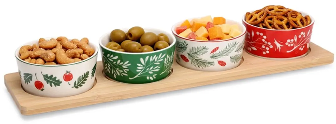 Excellent Houseware Porselein Snackset 5-delig - Wit