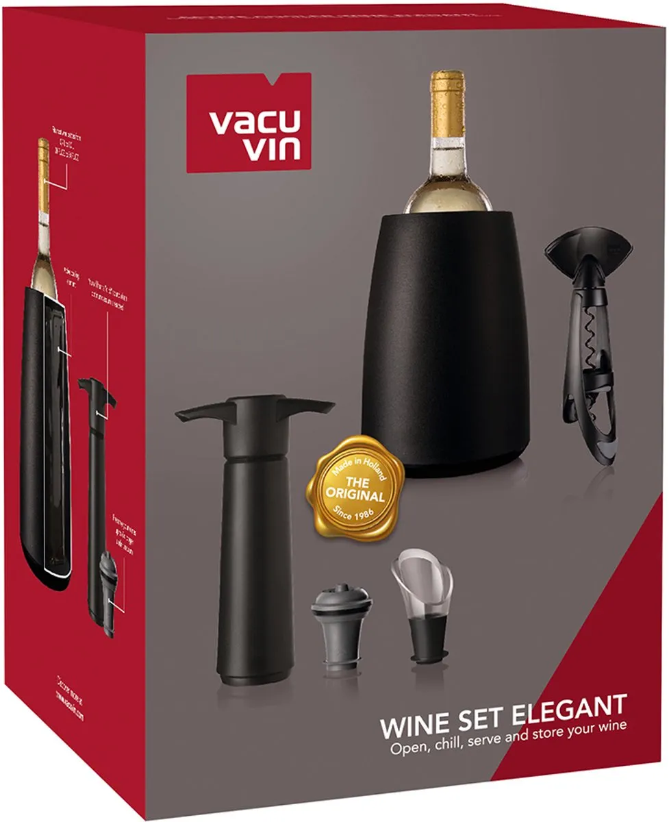 VacuVin Elegant Gift Set - 5-delig - Zwart