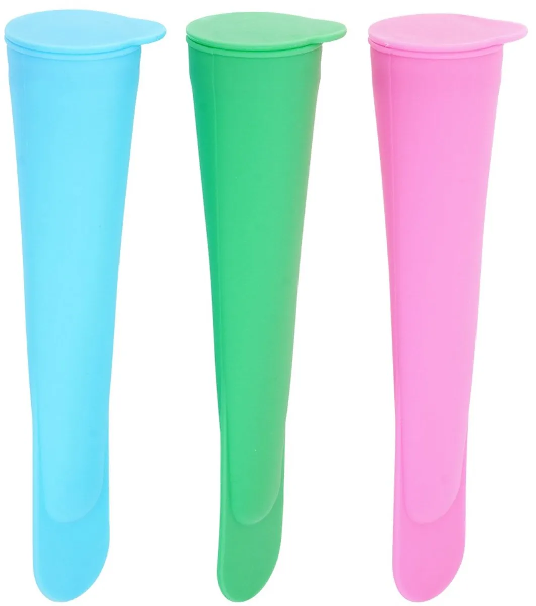 Excellent Houseware IJsvormpjes Set 3 Stuks - 100ml - Siliconen - Groen/Blauw/Roze