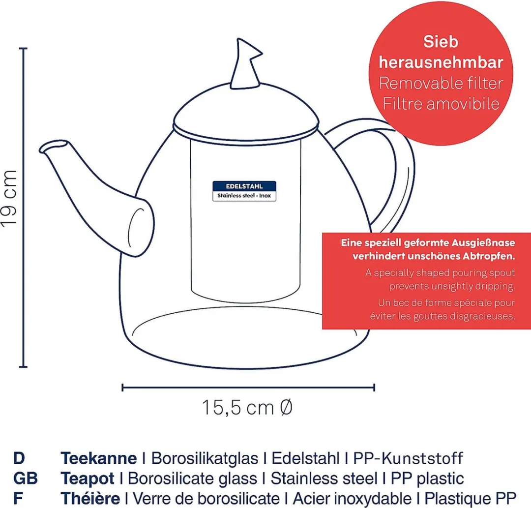 Kela Aurora Theepot 1,8L - Transparant