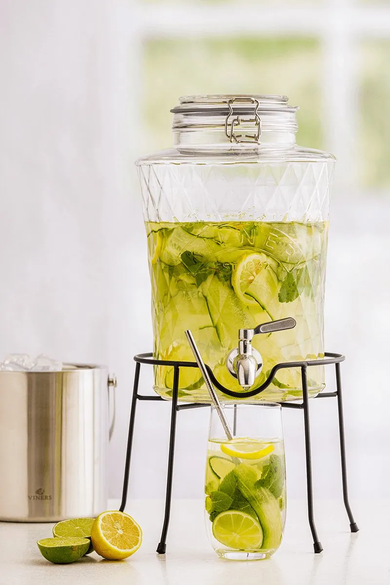 Kilner Diamond Drankdispenser 5L - Transparant/Zilver