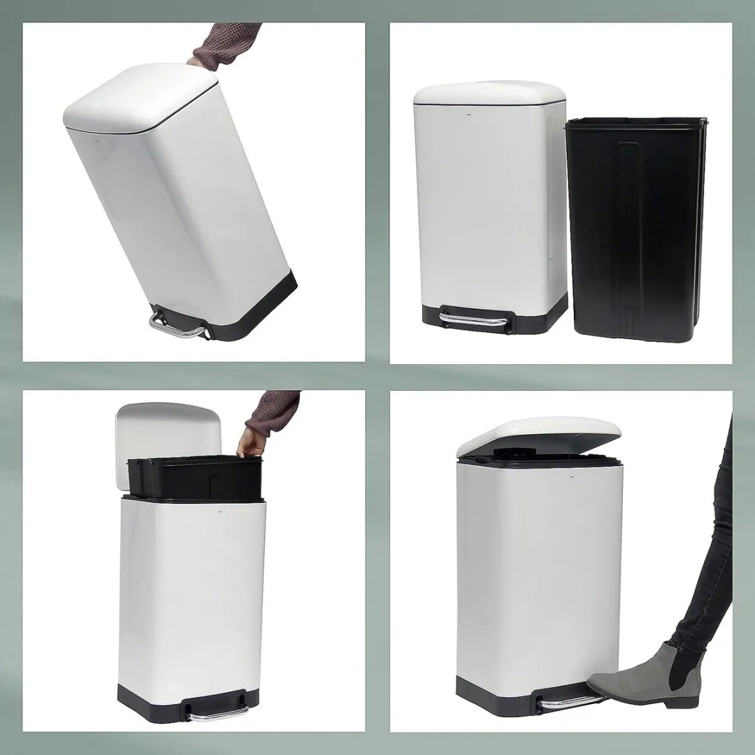Kela Davino Afvalemmer RVS 30L - Wit