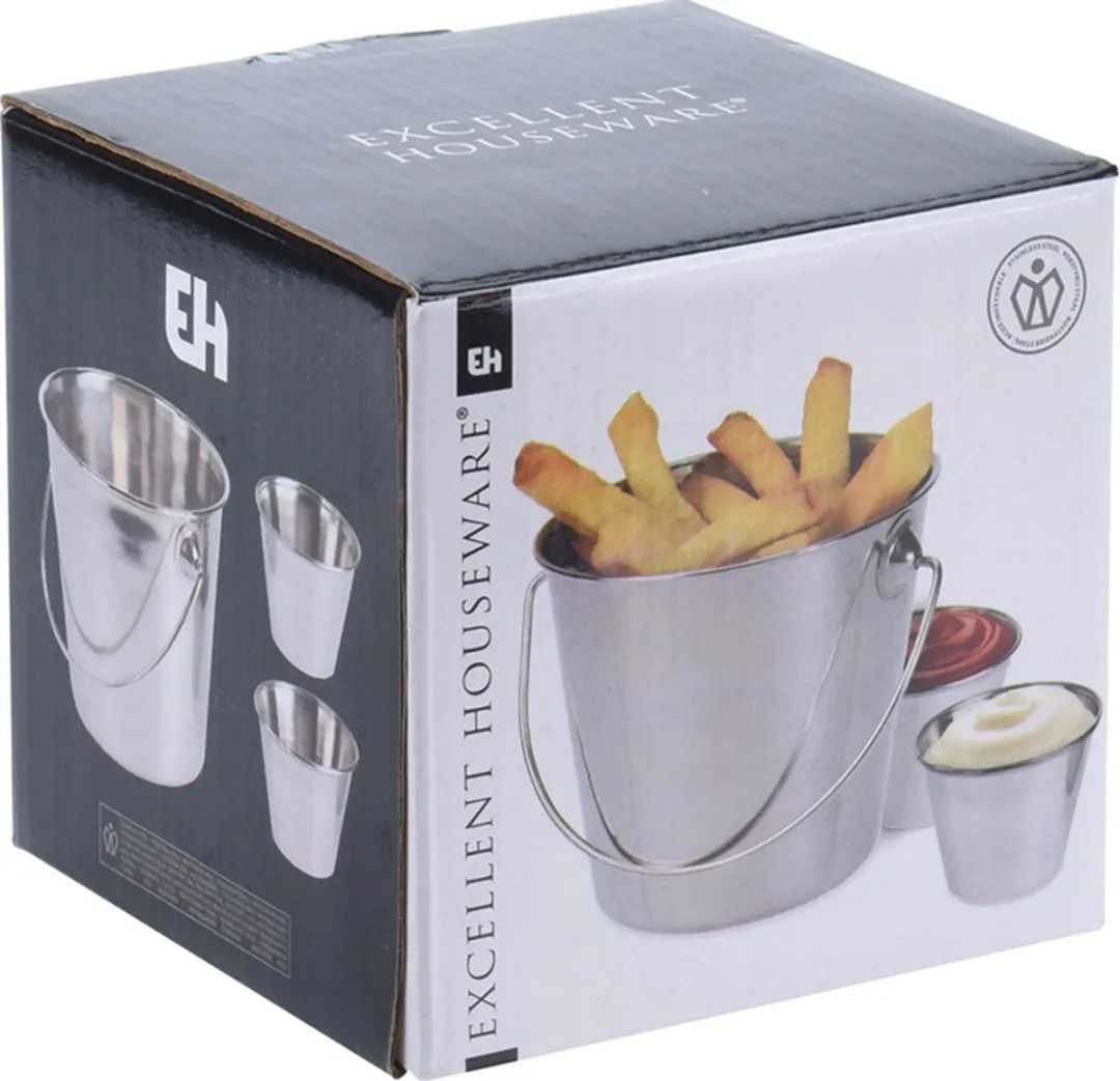 Excellent Houseware Frietbakset 6-delig RVS - 11x11cm
