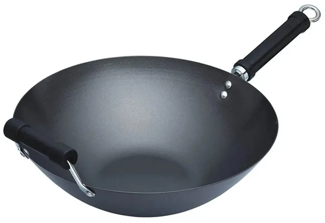 KitchenCraft Oriental Wokpan 36cm - Carbonstaal - Zwart - afbeelding 6 van 6