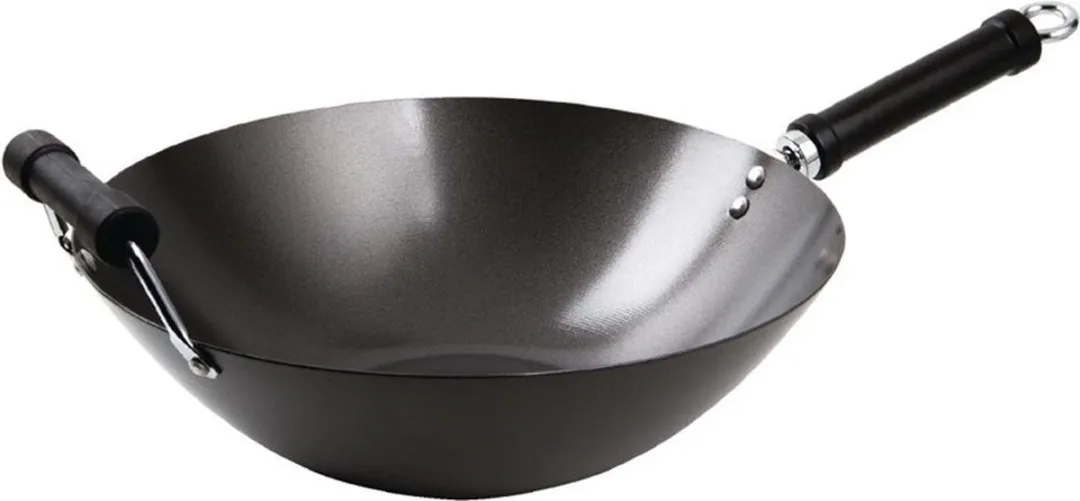 KitchenCraft Oriental Wokpan 36cm - Carbonstaal - Zwart